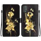 For Motorola Moto G Power 2022 Crystal Texture Colored Drawing Leather Phone Case(Gold Butterfly Rose) - 1