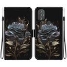 For Motorola Moto G Power 2022 Crystal Texture Colored Drawing Leather Phone Case(Black Rose) - 1