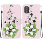 For Motorola Moto G Power 2022 Crystal Texture Colored Drawing Leather Phone Case(Lily) - 1