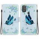 For Motorola Moto G Power 2022 Crystal Texture Colored Drawing Leather Phone Case(Blue Pansies) - 1