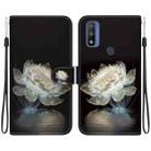 For Motorola Moto G Pure Crystal Texture Colored Drawing Leather Phone Case(Crystal Peony) - 1
