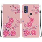 For Motorola Moto G Pure Crystal Texture Colored Drawing Leather Phone Case(Cherry Blossoms) - 1