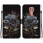 For Motorola Moto G9 Play / E7 Plus Crystal Texture Colored Drawing Leather Phone Case(Black Rose) - 1