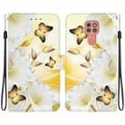 For Motorola Moto G9 Play / E7 Plus Crystal Texture Colored Drawing Leather Phone Case(Gold Butterfly Epiphyllum) - 1