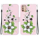 For Motorola Moto G9 Plus Crystal Texture Colored Drawing Leather Phone Case(Lily) - 1