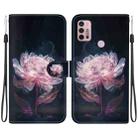 For Motorola Moto G30 / G10 / G20 Crystal Texture Colored Drawing Leather Phone Case(Purple Peony) - 1