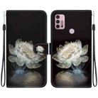 For Motorola Moto G30 / G10 / G20 Crystal Texture Colored Drawing Leather Phone Case(Crystal Peony) - 1