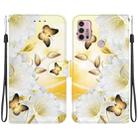 For Motorola Moto G30 / G10 / G20 Crystal Texture Colored Drawing Leather Phone Case(Gold Butterfly Epiphyllum) - 1