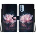 For Motorola Moto G31 / G41 Crystal Texture Colored Drawing Leather Phone Case(Purple Peony) - 1