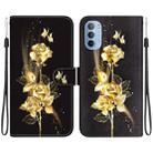 For Motorola Moto G31 / G41 Crystal Texture Colored Drawing Leather Phone Case(Gold Butterfly Rose) - 1