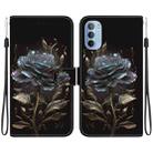 For Motorola Moto G31 / G41 Crystal Texture Colored Drawing Leather Phone Case(Black Rose) - 1