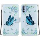 For Motorola Moto G31 / G41 Crystal Texture Colored Drawing Leather Phone Case(Blue Pansies) - 1