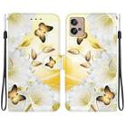 For Motorola Moto G32 Crystal Texture Colored Drawing Leather Phone Case(Gold Butterfly Epiphyllum) - 1