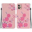 For Motorola Moto G32 Crystal Texture Colored Drawing Leather Phone Case(Cherry Blossoms) - 1