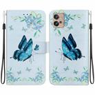 For Motorola Moto G32 Crystal Texture Colored Drawing Leather Phone Case(Blue Pansies) - 1