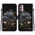 For Motorola Moto G42 Crystal Texture Colored Drawing Leather Phone Case(Black Rose) - 1