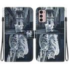 For Motorola Moto G42 Crystal Texture Colored Drawing Leather Phone Case(Cat Tiger Reflection) - 1