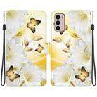 For Motorola Moto G42 Crystal Texture Colored Drawing Leather Phone Case(Gold Butterfly Epiphyllum) - 1