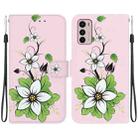 For Motorola Moto G42 Crystal Texture Colored Drawing Leather Phone Case(Lily) - 1