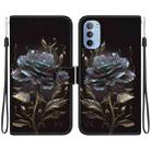 For Motorola Moto G51 Crystal Texture Colored Drawing Leather Phone Case(Black Rose) - 1