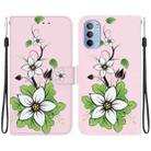 For Motorola Moto G51 Crystal Texture Colored Drawing Leather Phone Case(Lily) - 1