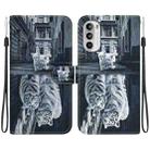 For Motorola Moto G52 Crystal Texture Colored Drawing Leather Phone Case(Cat Tiger Reflection) - 1
