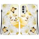 For Motorola Moto G52 Crystal Texture Colored Drawing Leather Phone Case(Gold Butterfly Epiphyllum) - 1