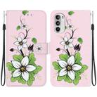 For Motorola Moto G52 Crystal Texture Colored Drawing Leather Phone Case(Lily) - 1