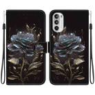 For Motorola Moto G52j JP Crystal Texture Colored Drawing Leather Phone Case(Black Rose) - 1