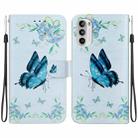 For Motorola Moto G52j JP Crystal Texture Colored Drawing Leather Phone Case(Blue Pansies) - 1