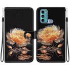 For Motorola Moto G60 / G40 Fusion Crystal Texture Colored Drawing Leather Phone Case(Gold Peony) - 1