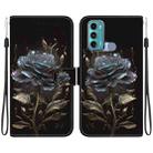 For Motorola Moto G60 / G40 Fusion Crystal Texture Colored Drawing Leather Phone Case(Black Rose) - 1