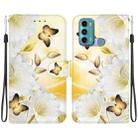 For Motorola Moto G60 / G40 Fusion Crystal Texture Colored Drawing Leather Phone Case(Gold Butterfly Epiphyllum) - 1