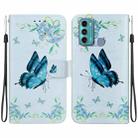 For Motorola Moto G60 / G40 Fusion Crystal Texture Colored Drawing Leather Phone Case(Blue Pansies) - 1