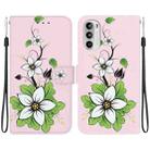 For Motorola Moto G62 5G Crystal Texture Colored Drawing Leather Phone Case(Lily) - 1