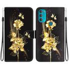 For Motorola Moto G71 Crystal Texture Colored Drawing Leather Phone Case(Gold Butterfly Rose) - 1