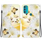 For Motorola Moto G71 Crystal Texture Colored Drawing Leather Phone Case(Gold Butterfly Epiphyllum) - 1