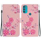 For Motorola Moto G71 Crystal Texture Colored Drawing Leather Phone Case(Cherry Blossoms) - 1