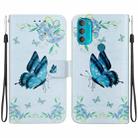 For Motorola Moto G71 Crystal Texture Colored Drawing Leather Phone Case(Blue Pansies) - 1