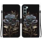 For Motorola Moto G200 5G Crystal Texture Colored Drawing Leather Phone Case(Black Rose) - 1