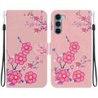 For Motorola Moto G200 5G Crystal Texture Colored Drawing Leather Phone Case(Cherry Blossoms) - 1