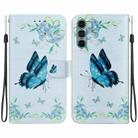 For Motorola Moto G200 5G Crystal Texture Colored Drawing Leather Phone Case(Blue Pansies) - 1