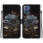 For Motorola Moto S30 Pro 5G Crystal Texture Colored Drawing Leather Phone Case(Black Rose) - 1