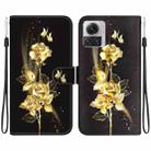 For Motorola Moto X30 Pro 5G Crystal Texture Colored Drawing Leather Phone Case(Gold Butterfly Rose) - 1