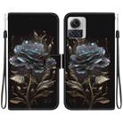 For Motorola Moto X30 Pro 5G Crystal Texture Colored Drawing Leather Phone Case(Black Rose) - 1