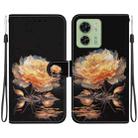 For Motorola Edge 40 Crystal Texture Colored Drawing Leather Phone Case(Gold Peony) - 1