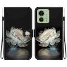 For Motorola Edge 40 Crystal Texture Colored Drawing Leather Phone Case(Crystal Peony) - 1