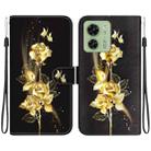 For Motorola Edge 40 Crystal Texture Colored Drawing Leather Phone Case(Gold Butterfly Rose) - 1