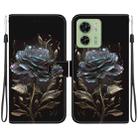 For Motorola Edge 40 Crystal Texture Colored Drawing Leather Phone Case(Black Rose) - 1