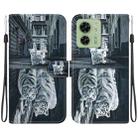 For Motorola Edge 40 Crystal Texture Colored Drawing Leather Phone Case(Cat Tiger Reflection) - 1